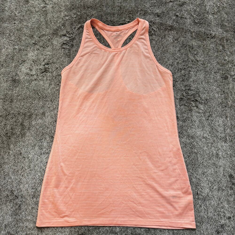 Athleta Stripe Mesh High Neck Chi Tank Women's XS Peach
